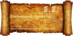 Bánhegyesi Beatrix névjegykártya